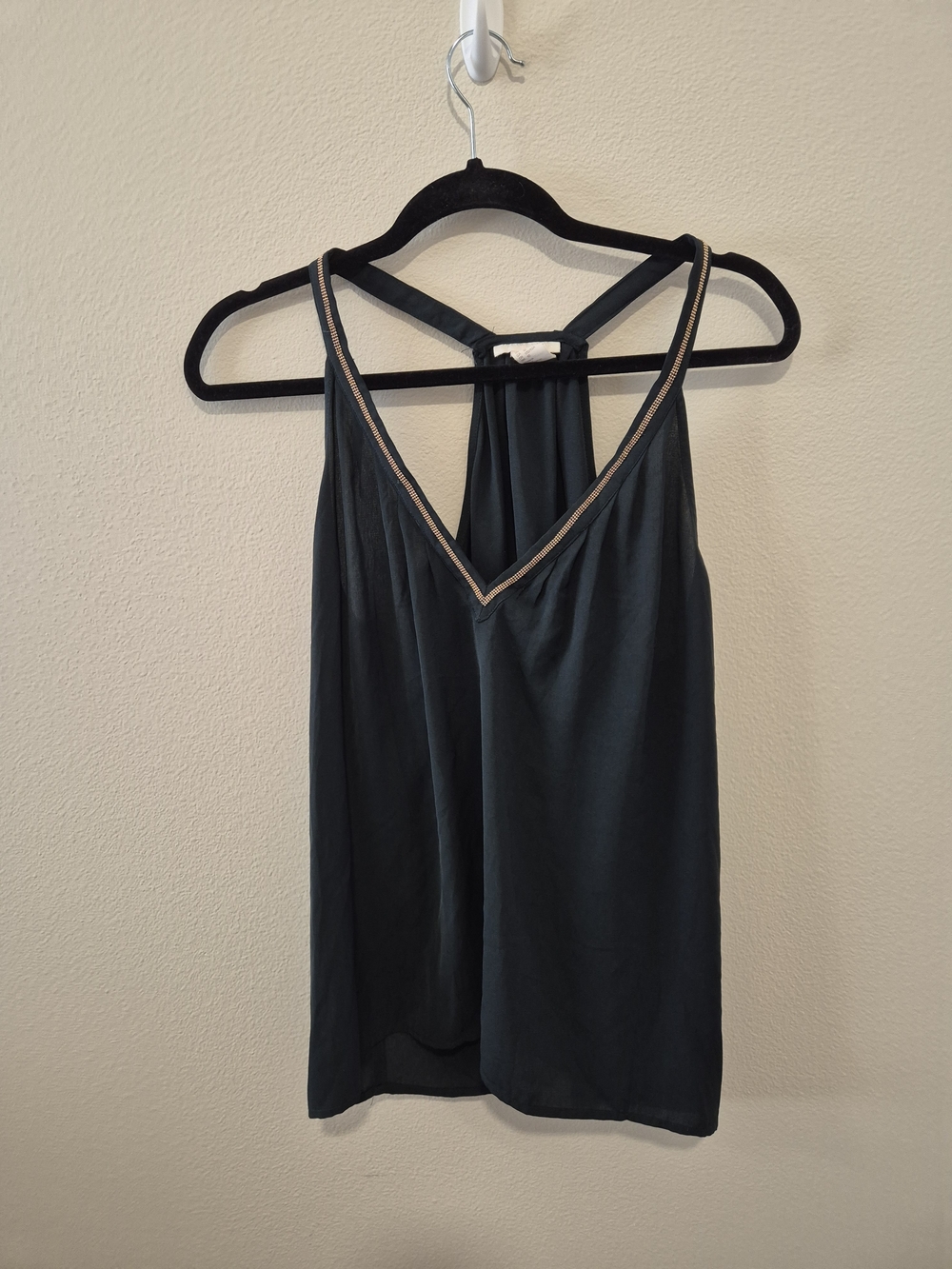 Women's V-Neck Racerback Tank Top - Green with Gold Trim